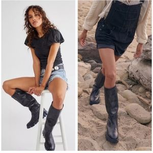 Free People Brooks Tall Black Chunky Boot Size 7/37 Knee High NWOT